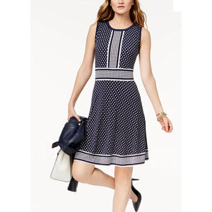 Premise Navy Polka Dot Sleeveless Dress Size XL